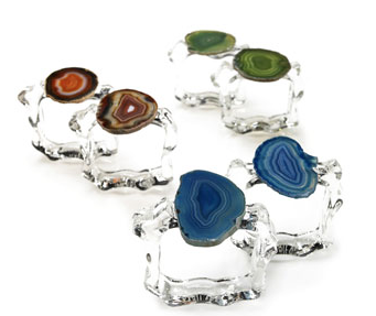 AGATE NAPKIN RINGS SET OF 2 IN SAND