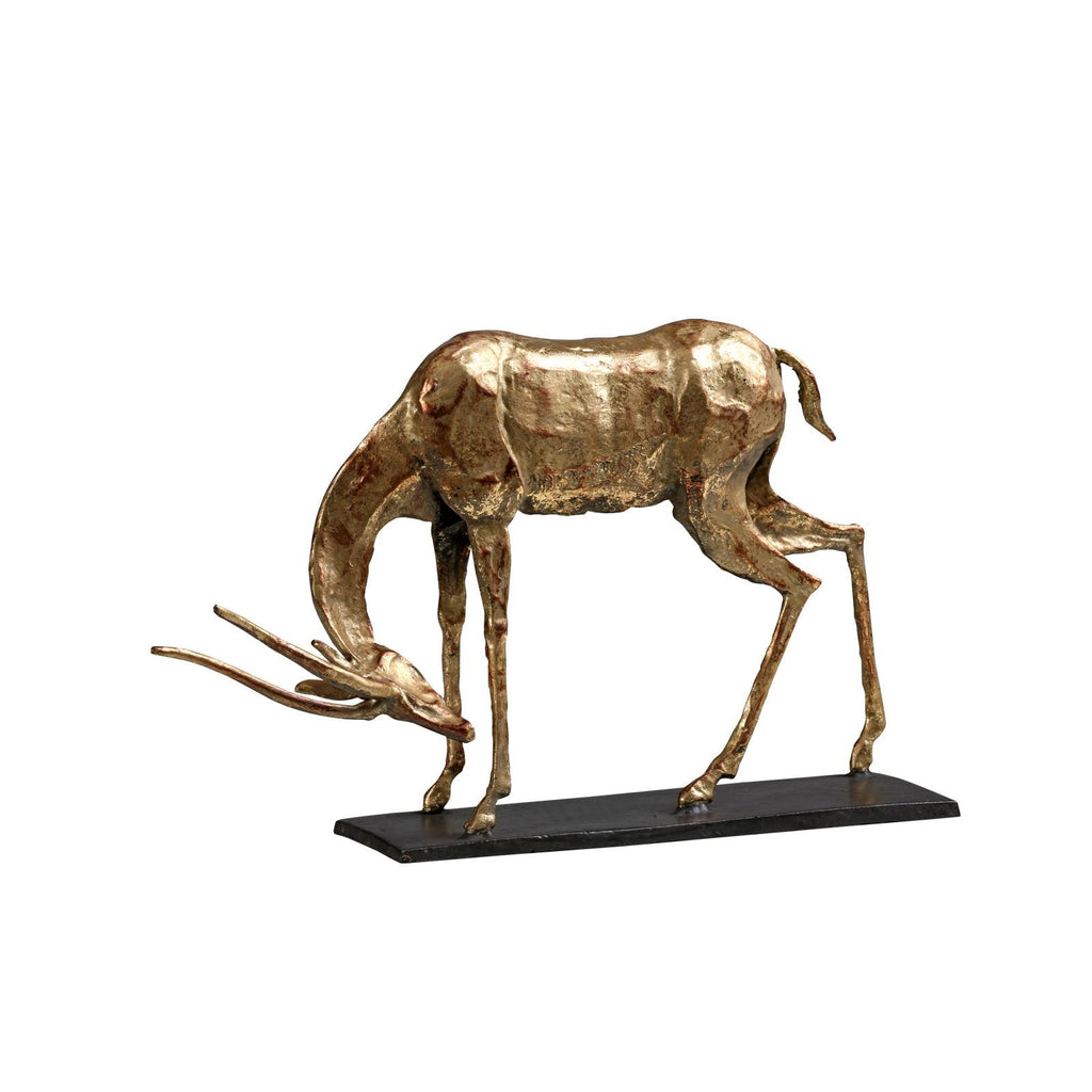GOLD ANTELOPE STRAIGHT HORN STATUE