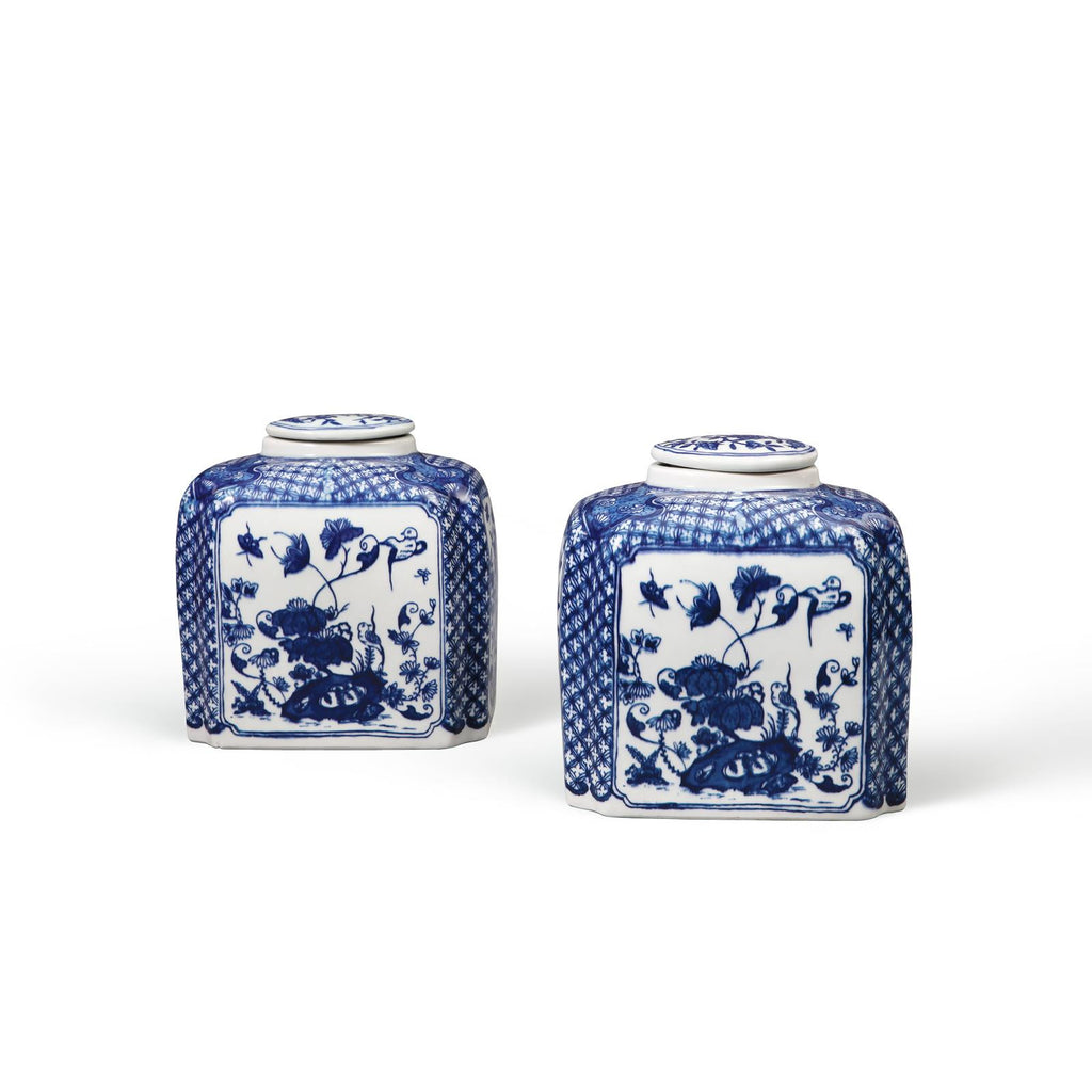 BLUE & WHITE COVERED JAR
