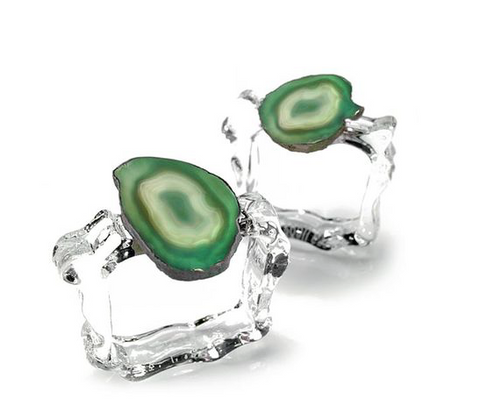 AGATE NAPKIN RINGS SET OF 2 IN SAND
